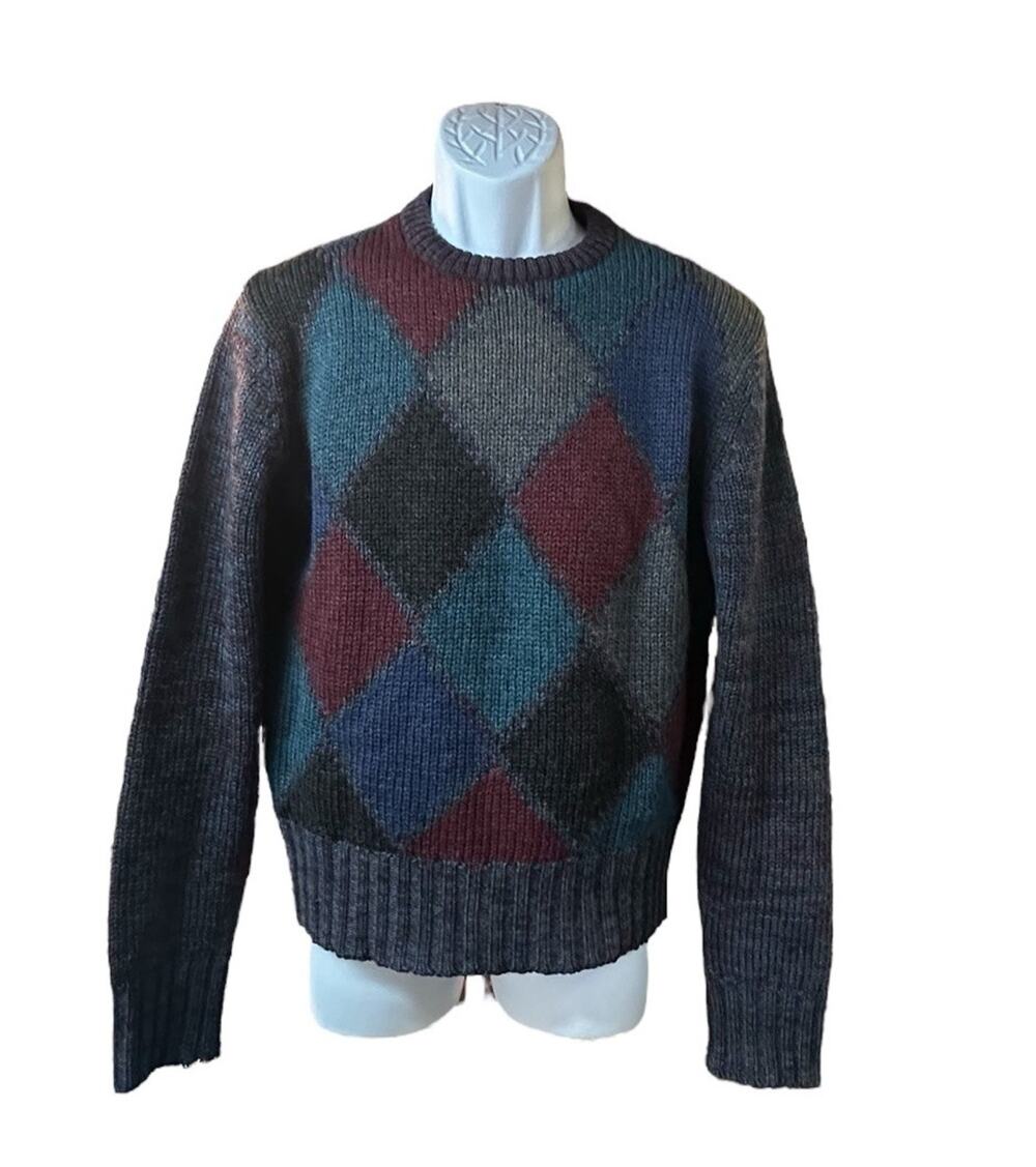 Vintage Boston Traders Argyle Wool Crewneck Sweater Men’s M Made in Hong Kong